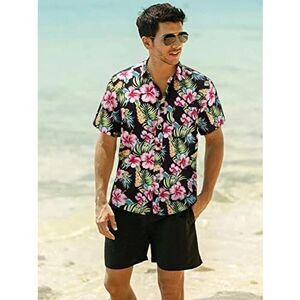 Men’s Allegra Hawaiian Floral Short Sleeve Men’s Button Down 46 Large